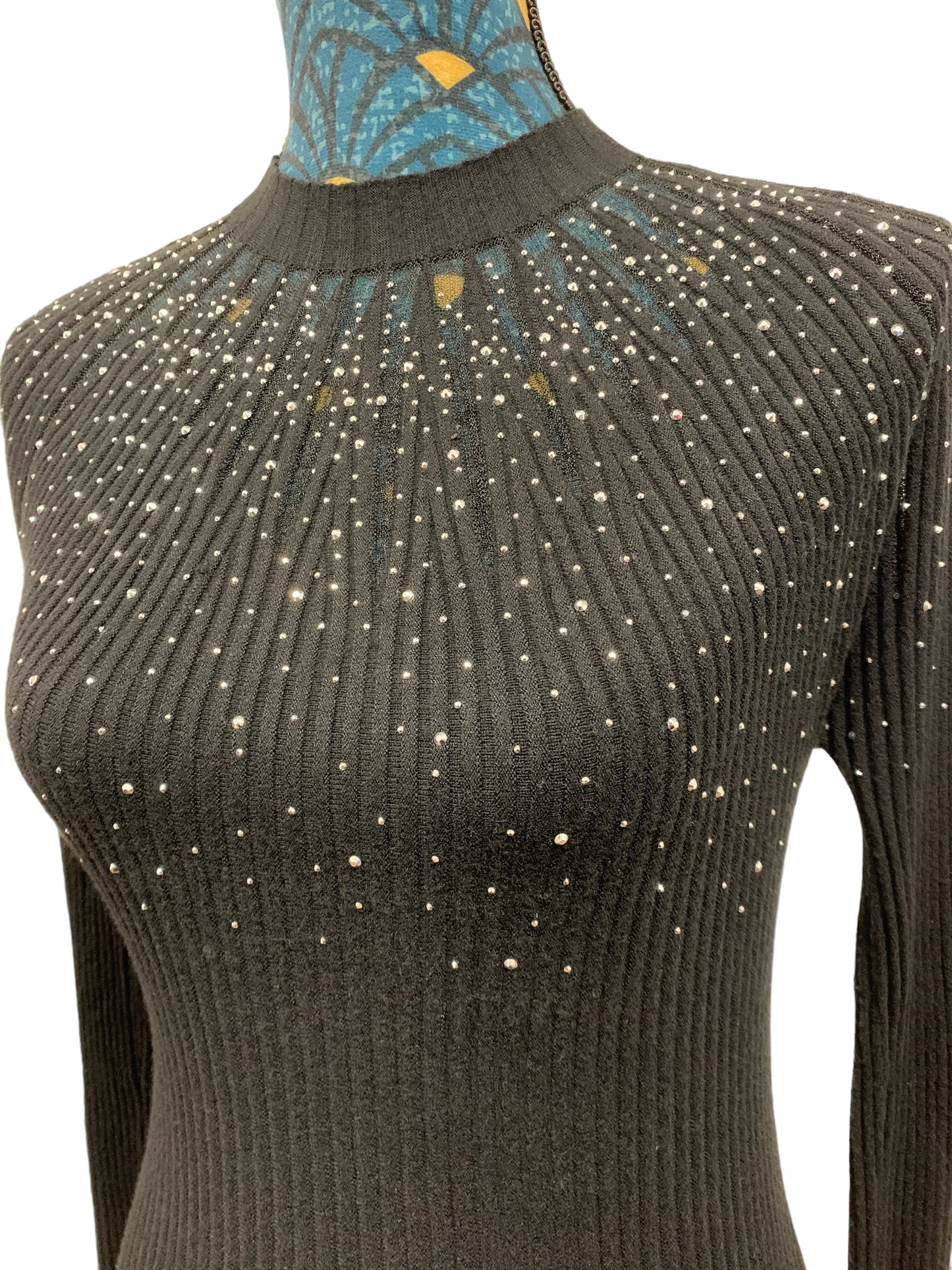 Pull à strass col rond en maille - Femme